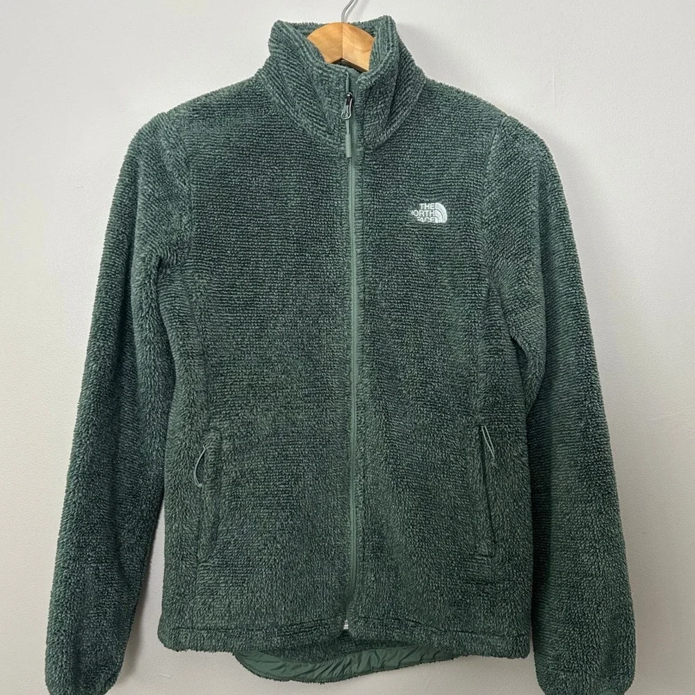 The North Face Osito Fleece Jacket Womens Small Green Full Zip High Pile Soft